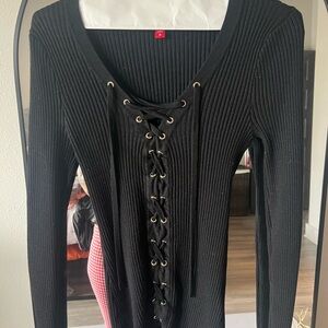 Guess Charcoal Ribbed Knit Sweater